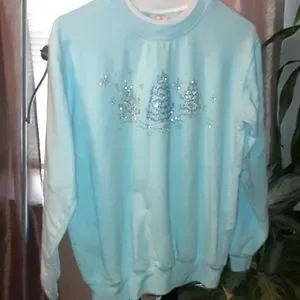 Decorated Originals Tops Decorated Originals Lite Blue Holiday Sweatshirt Size Small Poshmark